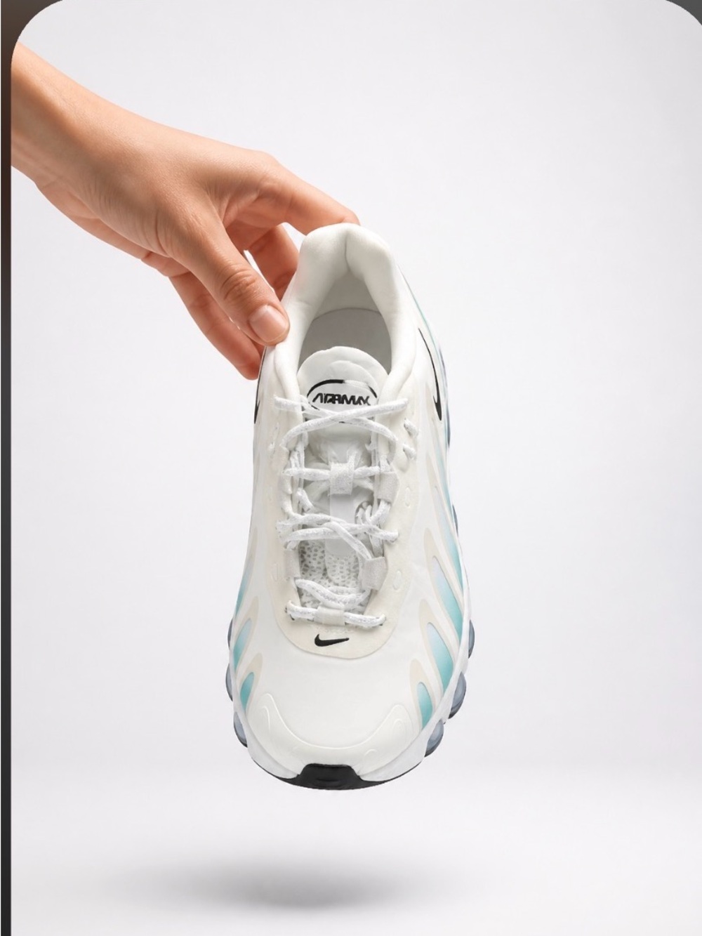 Nike Women's White with Teal Accent React-Style Athletic Sneakers - Picture 3 of 4